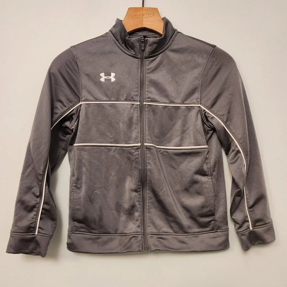 Under Armour Boys‎ Full Zip Gray Track Jacket Size Youth Size Small EUC